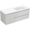 Mexen Rivel mobiletto da bagno 120 cm con lavabo Otis destro, 2S, 1D, scanalato, grigio/bianco opaco
