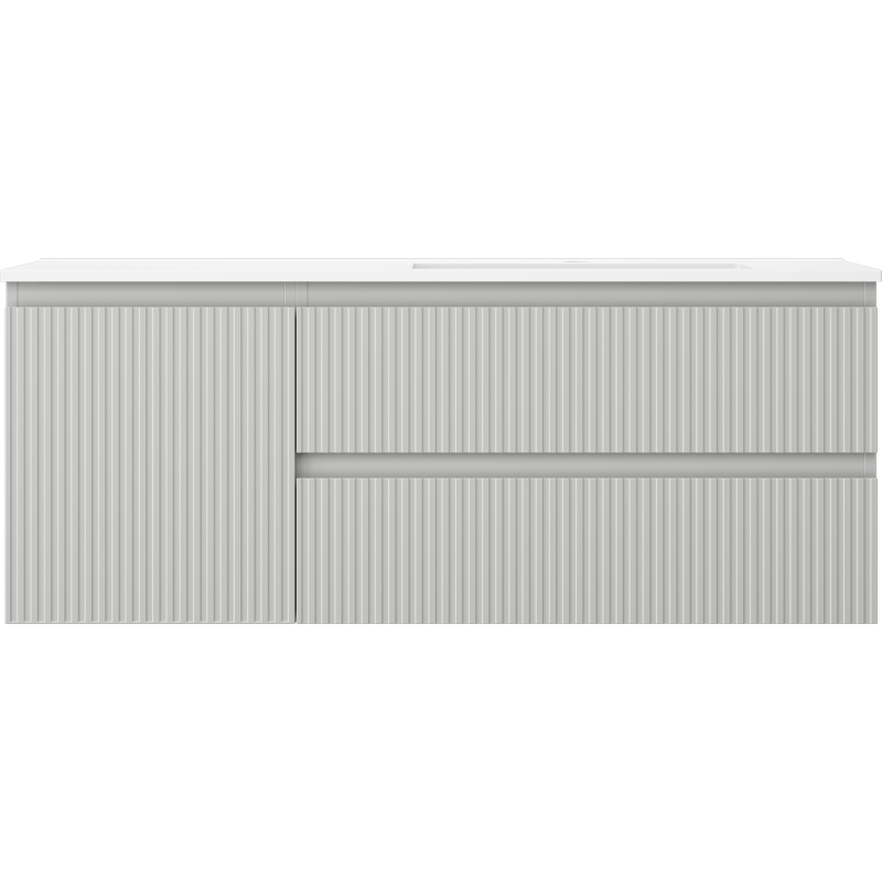 Mexen Rivel badkamerkast 120 cm met wastafel Otis rechts, 2L, 1D, geribbeld, grijs/wit mat - 91A23-12047-3-BBFFF62-W18P01