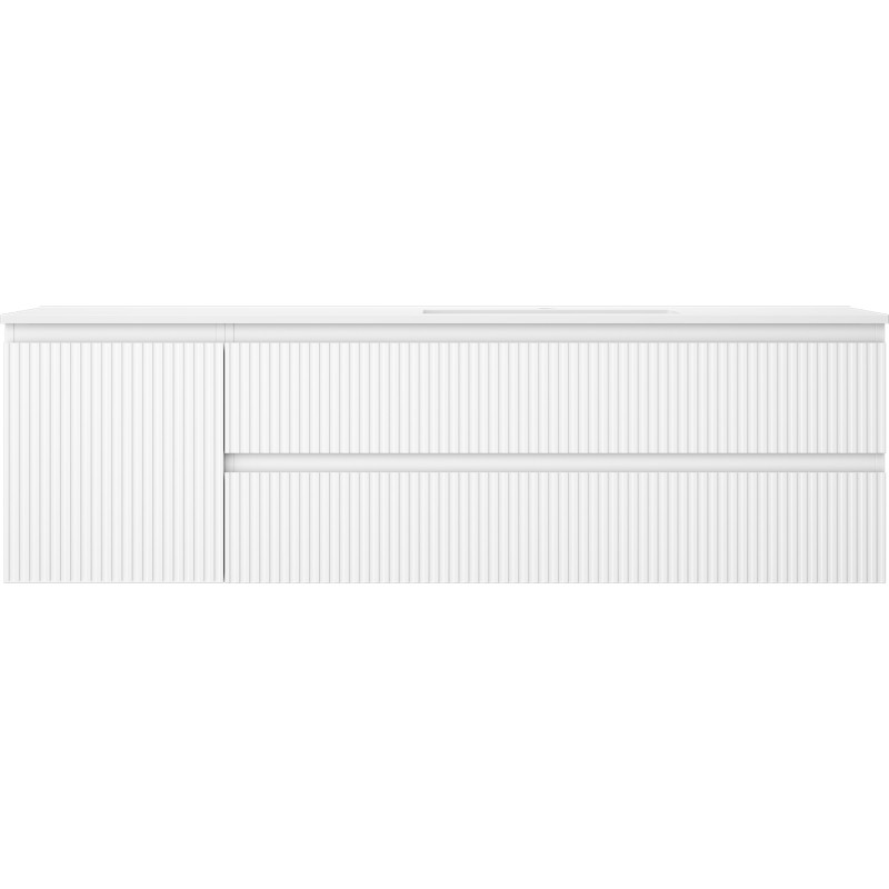 Mexen Rivel meuble de salle de bain 160 cm avec lavabo Otis droit, 2S, 1D, rainuré, blanc mat - 91A23-16047-3-BBFFF01-W18P01