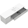 Mexen Rivel bathroom cabinet 160 cm with right Otis sink, 2 drawers, 1 door, grooved, gray/white matte