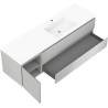 Mexen Rivel bathroom cabinet 160 cm with right Otis sink, 2 drawers, 1 door, grooved, gray/white matte