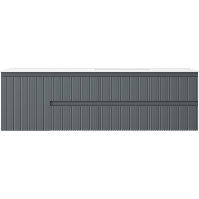 Mexen Rivel mobile bagno 160 cm con lavabo Otis destro, 2S, 1D, scanalato, grafite/bianco opaco - 91A23-16047-3-BBFFF66-W18P01