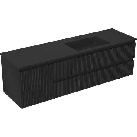 Mexen Rivel mobile bagno 160 cm con lavabo Otis destro, 2S, 1D, scanalato, nero opaco - 91A23-16047-3-BBFFF71-W18P71