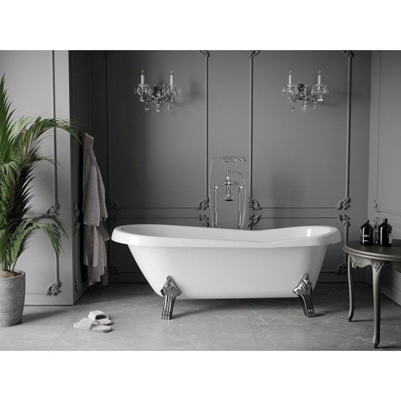 Mexen Retro freistehende Badewanne 170 x 75 cm, weiß, verchromte Füße - 53251707500-00
