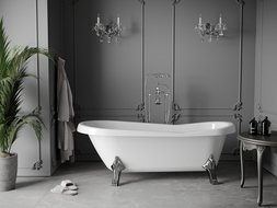 Mexen Retro freistehende Badewanne 170 x 75 cm, weiß, Beine chrom - 53251707500-00