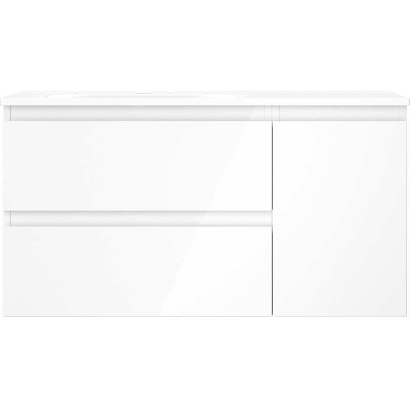 Mexen Orio szafka łazienkowa 90 cm z umywalką Vela lewą, 2S, 1D, biała połysk - 91A13-09047-3-BBFFF00-W23L00