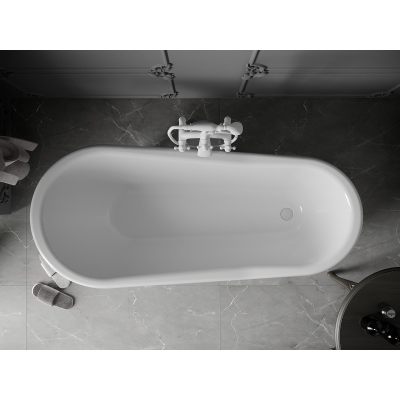 Mexen Retro samostojeća kada 170 x 75 cm, bijela, bijele noge - 53251707500-20