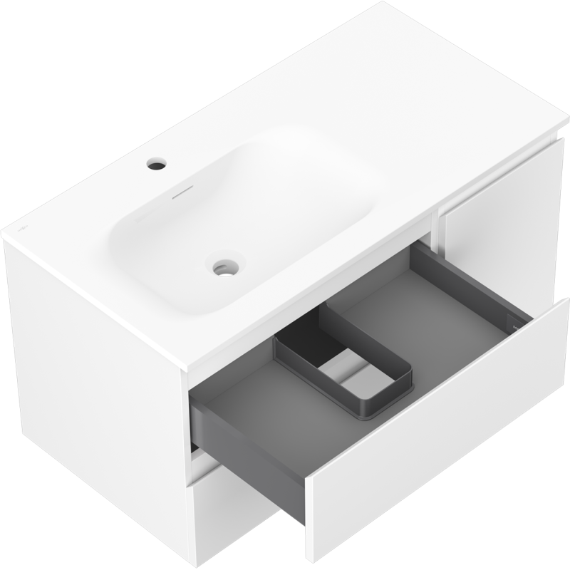 Mexen Orio armadietto da bagno 90 cm con lavabo Vela sinistro, 2S, 1D, bianco opaco - 91A13-09047-3-BBFFFF01-W23L01