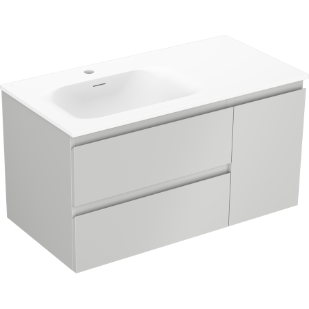 Mexen Orio bathroom cabinet 90 cm with Vela left sink, 2S, 1D, gray matte/white matte - 91A13-09047-3-BBFFF62-W23L01