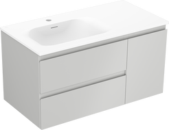 Mexen Orio Badezimmerschrank 90 cm mit Waschbecken Vela links, 2S, 1D, grau matt/weiß matt - 91A13-09047-3-BBFFF62-W23L01