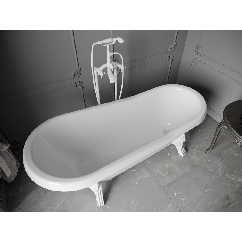 Mexen Retro samostojeća kada 170 x 75 cm, bijela, bijele noge - 53251707500-20