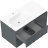 Mexen Orio 90 cm bathroom cabinet with Vela left sink, 2S, 1D, matte graphite/matte white - 91A13-09047-3-BBFFF66-W23L01