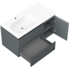 Mexen Orio 90 cm bathroom cabinet with Vela left sink, 2S, 1D, matte graphite/matte white - 91A13-09047-3-BBFFF66-W23L01