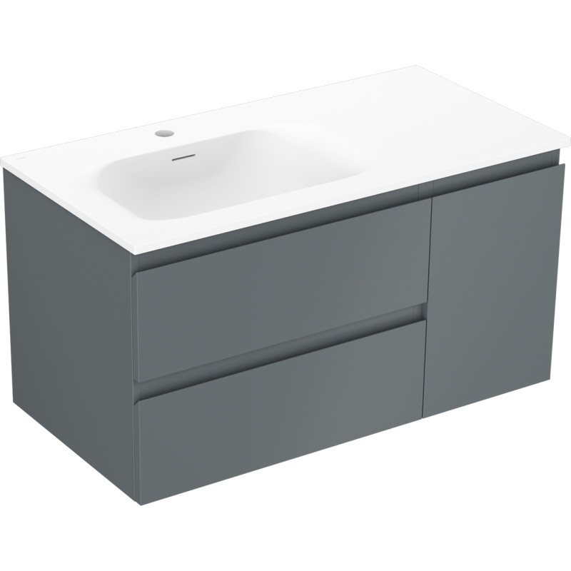 Mexen Orio szafka łazienkowa 90 cm z umywalką Vela lewą, 2S, 1D, grafit mat/biała mat - 91A13-09047-3-BBFFF66-W23L01
