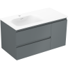 Mexen Orio Badezimmerschrank 90 cm mit Vela Waschbecken links, 2S, 1D, grafit matt/weiß matt - 91A13-09047-3-BBFFF66-W23L01
