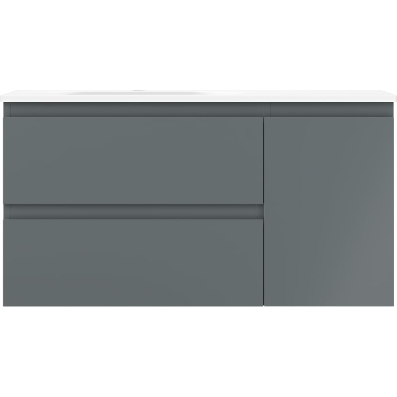 Mexen Orio 90 cm bathroom cabinet with Vela left sink, 2S, 1D, matte graphite/matte white - 91A13-09047-3-BBFFF66-W23L01
