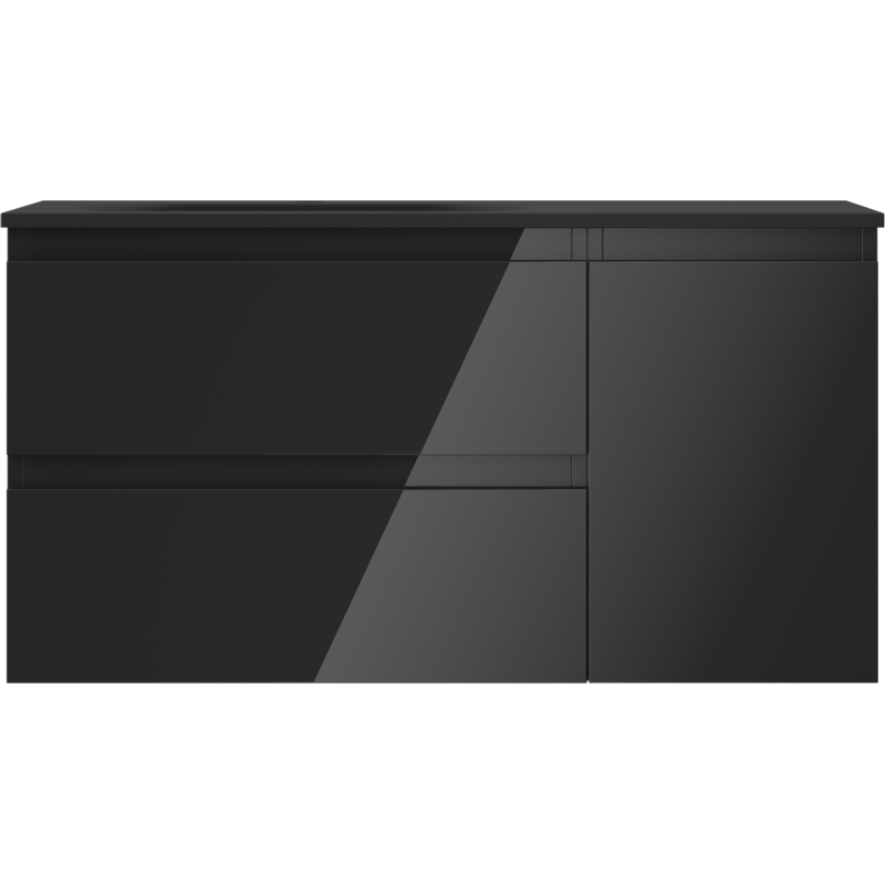 Mexen Orio armário de casa de banho 90 cm com lavatório Vela esquerdo, 2G, 1P, preto brilhante/preto mate