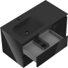 Mexen Orio mobiletto da bagno 90 cm con lavabo Vela sinistro, 2S, 1D, nero lucido/nero opaco - 91A13-09047-3-BBFFF70-W23L71