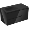 Mexen Orio gabinete de baño de 90 cm con lavabo Vela izquierdo, 2S, 1D, negro brillo/negro mate - 91A13-09047-3-BBFFF70-W23L71