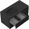 Mexen Orio meuble de salle de bain 90 cm avec lavabo Vela à gauche, 2S, 1D, noir mat - 91A13-09047-3-BBFFF71-W23L71