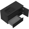 Mexen Orio meuble de salle de bain 90 cm avec lavabo Vela à gauche, 2S, 1D, noir mat - 91A13-09047-3-BBFFF71-W23L71
