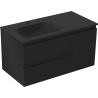 Mexen Orio meuble de salle de bain 90 cm avec lavabo Vela à gauche, 2S, 1D, noir mat - 91A13-09047-3-BBFFF71-W23L71