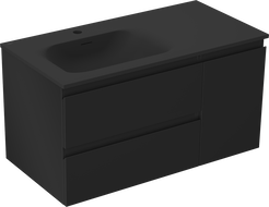 Mexen Orio mobile da bagno 90 cm con lavabo Vela sinistro, 2S, 1D, nero opaco - 91A13-09047-3-BBFFF71-W23L71