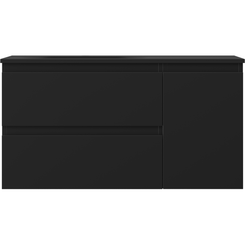 Mexen Orio armário de casa de banho de 90 cm com lavatório Vela esquerdo, 2S, 1D, preto mate - 91A13-09047-3-BBFFF71-W23L71