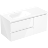 Mexen Orio bathroom cabinet 100 cm with Vela left sink, 2S, 1D, white gloss - 91A13-10047-3-BBFFF00-W23L00
