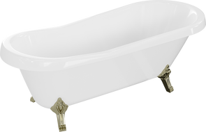 Mexen Retro bañera exenta 170 x 75 cm, blanca, patas doradas - 53251707500-50