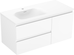 Mexen Orio armoire de salle de bain 100 cm avec lavabo Vela gauche, 2S, 1D, blanc mat - 91A13-10047-3-BBFFFF01-W23L01