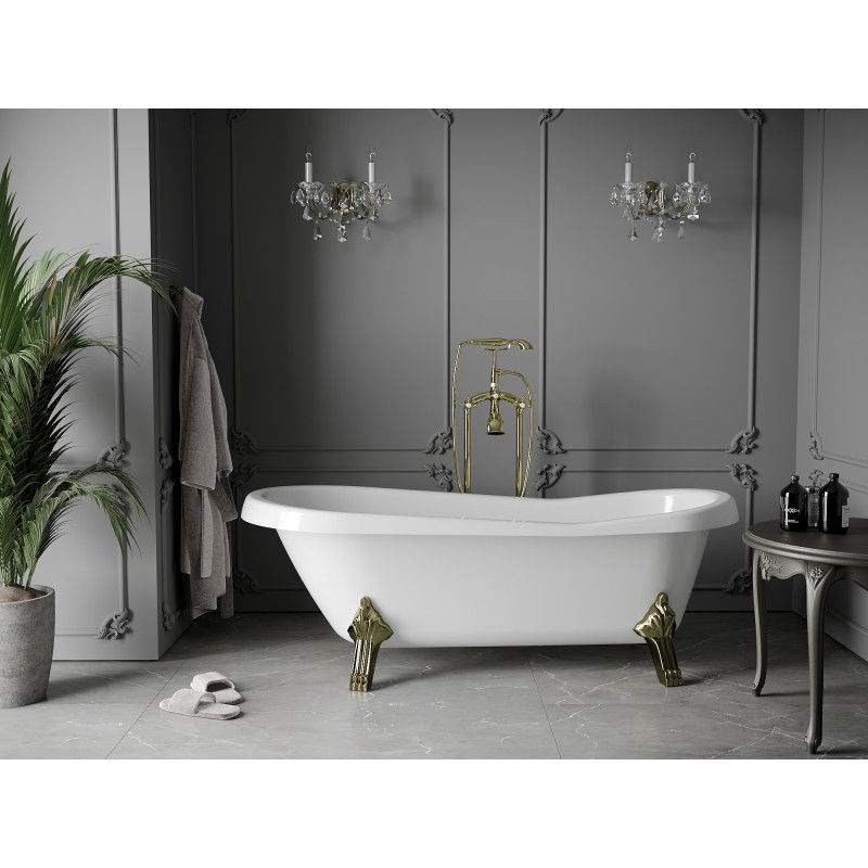 Mexen Retro 170 x 75 cm Freestanding Bath, White, Gold Legs - 53251707500-50