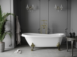 Mexen Retro vasca da bagno freestanding 170 x 75 cm, bianca, gambe dorate - 53251707500-50