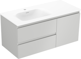Mexen Orio Badezimmerschrank 100 cm mit Waschbecken Vela links, 2S, 1D, grau matt/weiß matt - 91A13-10047-3-BBFFF62-W23L01