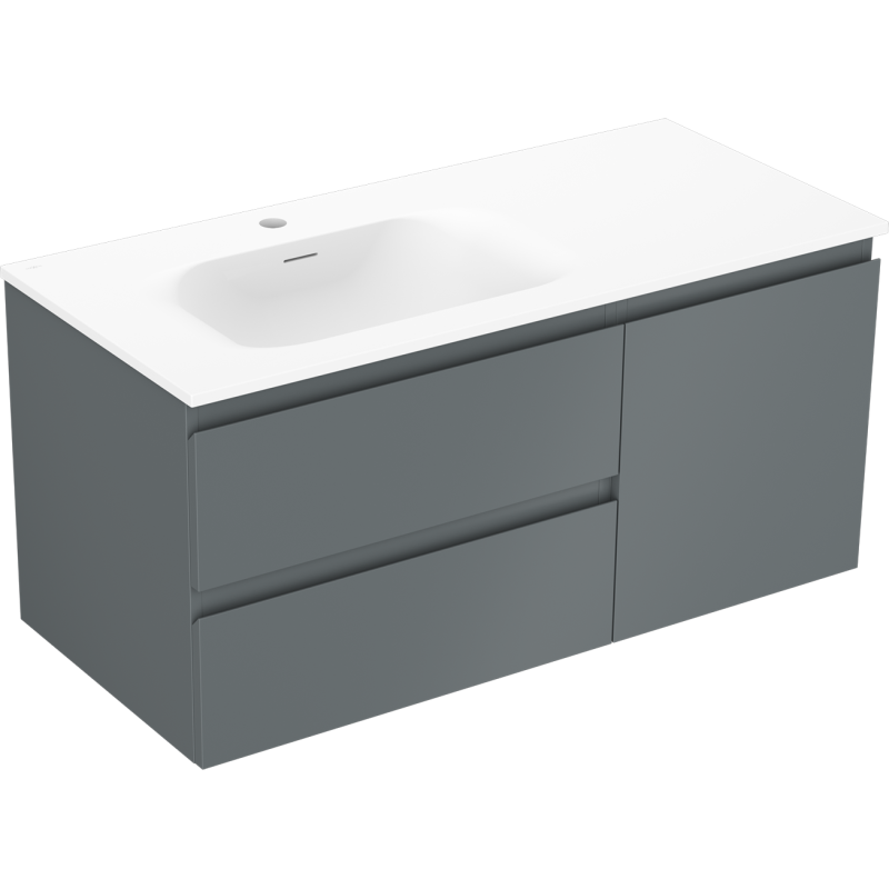 Mexen Orio armario de baño de 100 cm con lavabo Vela izquierdo, 2S, 1D, grafito mate/blanco mate - 91A13-10047-3-BBFFF66-W23L01