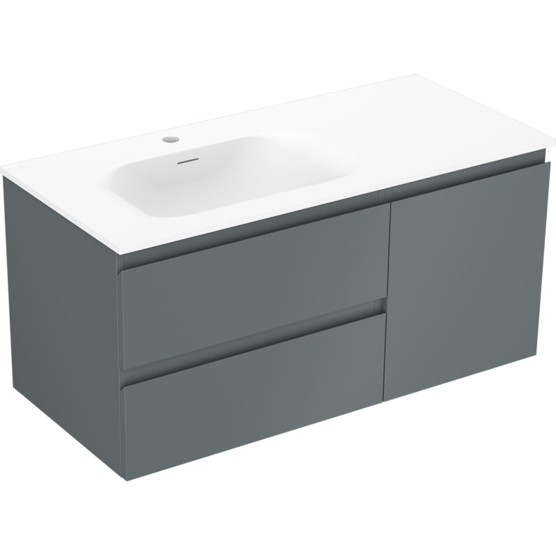 Mexen Orio szafka łazienkowa 100 cm z umywalką Vela lewą, 2S, 1D, grafit mat/biała mat - 91A13-10047-3-BBFFF66-W23L01