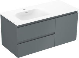 Mexen Orio Badezimmerschrank 100 cm mit Waschbecken Vela links, 2S, 1D, grafit matt/weiß matt - 91A13-10047-3-BBFFF66-W23L01
