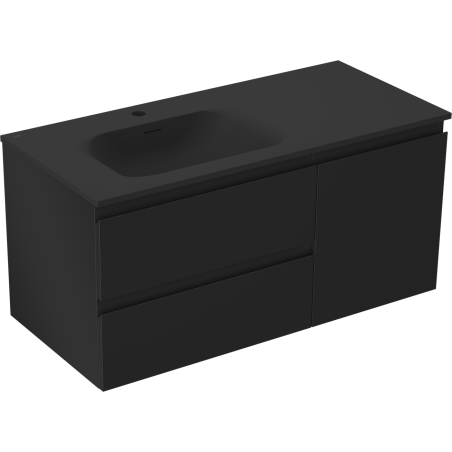 Mexen Orio armario de baño de 100 cm con lavabo Vela izquierdo, 2C, 1P, negro mate - 91A13-10047-3-BBFFF71-W23L71