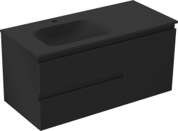 Mexen Orio Badezimmerschrank 100 cm mit Waschbecken Vela links, 2S, 1D, schwarzmatt - 91A13-10047-3-BBFFF71-W23L71