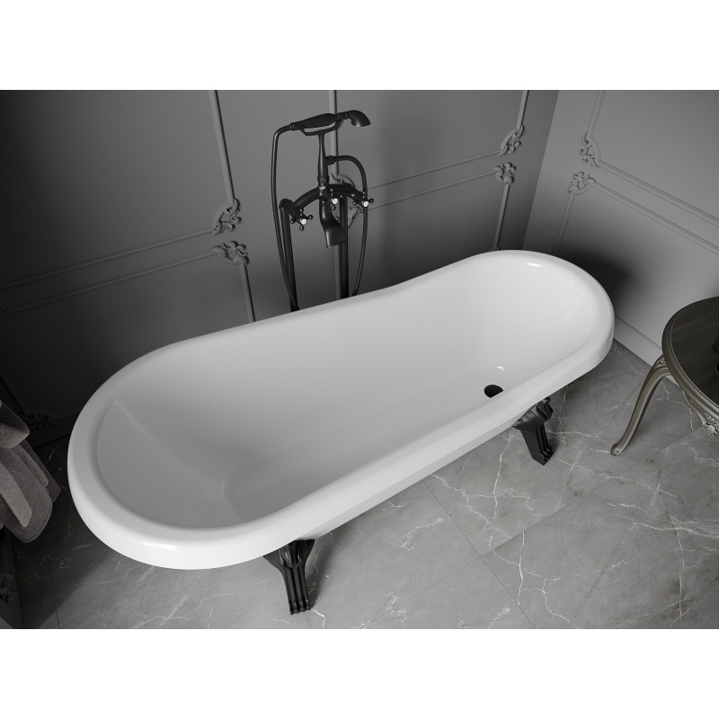 Mexen Retro vabalt seisev vann 170 x 75 cm, valge, mustad jalad - 53251707500-70