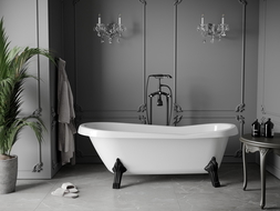 Mexen Retro freistehende Badewanne 170 x 75 cm, weiß, schwarze Beine - 53251707500-70