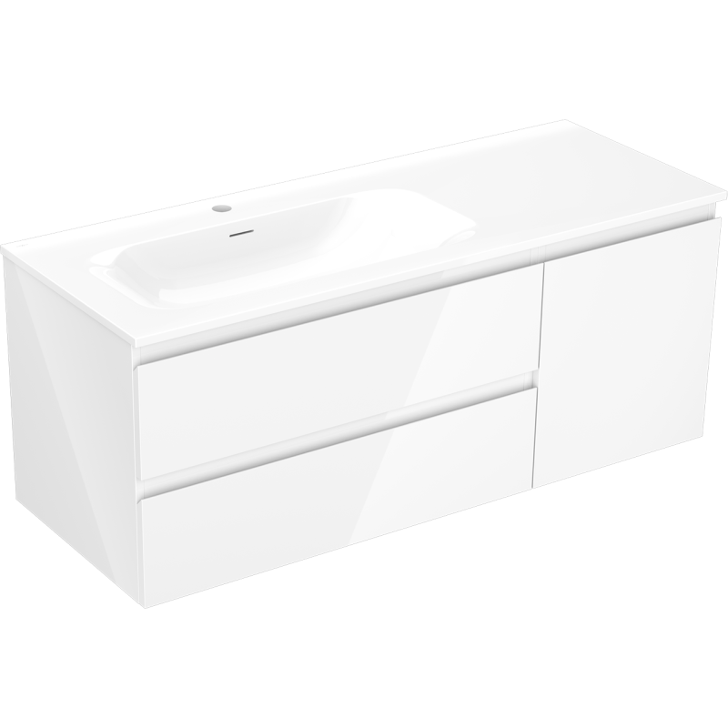 Mexen Orio mobile da bagno 120 cm con lavabo Vela sinistro, 2S, 1D, bianco lucido - 91A13-12047-3-BBFFF00-W23L00