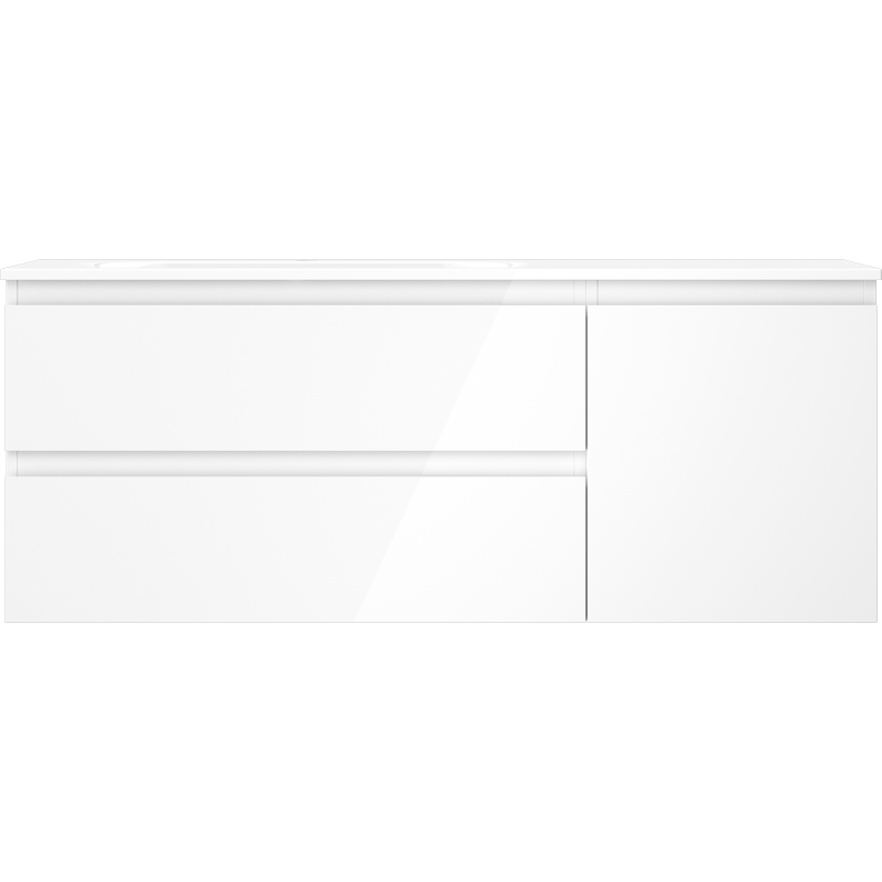 Mexen Orio mobile da bagno 120 cm con lavabo Vela sinistro, 2S, 1D, bianco lucido - 91A13-12047-3-BBFFF00-W23L00