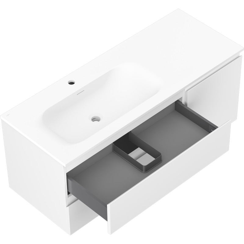 Mexen Orio Badezimmer-Schrank 120 cm mit Waschbecken Vela links, 2S, 1T, weiß matt - 91A13-12047-3-BBFFFF01-W23L01