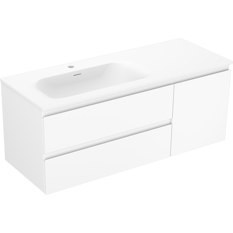 Mexen Orio Badezimmer-Schrank 120 cm mit Waschbecken Vela links, 2S, 1T, weiß matt - 91A13-12047-3-BBFFFF01-W23L01