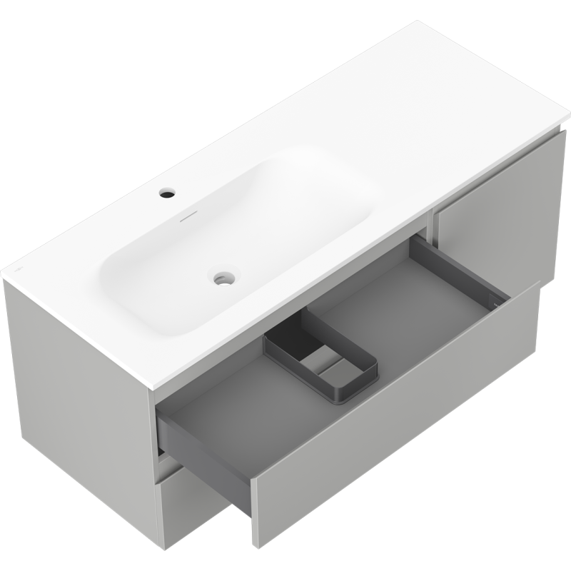 Mexen Orio mobile bagno 120 cm con lavabo Vela sinistro, 2C, 1A, grigio opaco/bianco opaco - 91A13-12047-3-BBFFF62-W23L01