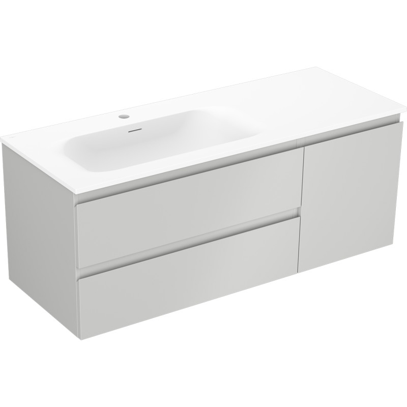 Mexen Orio armoire de salle de bain 120 cm avec lavabo Vela à gauche, 2S, 1D, gris mat/blanc mat - 91A13-12047-3-BBFFF62-W23L01
