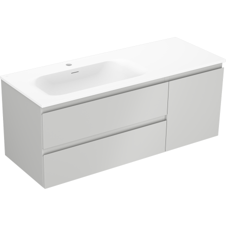 Mexen Orio Badezimmerschrank 120 cm mit linken Waschbecken Vela, 2S, 1D, grau matt/weiß matt - 91A13-12047-3-BBFFF62-W23L01