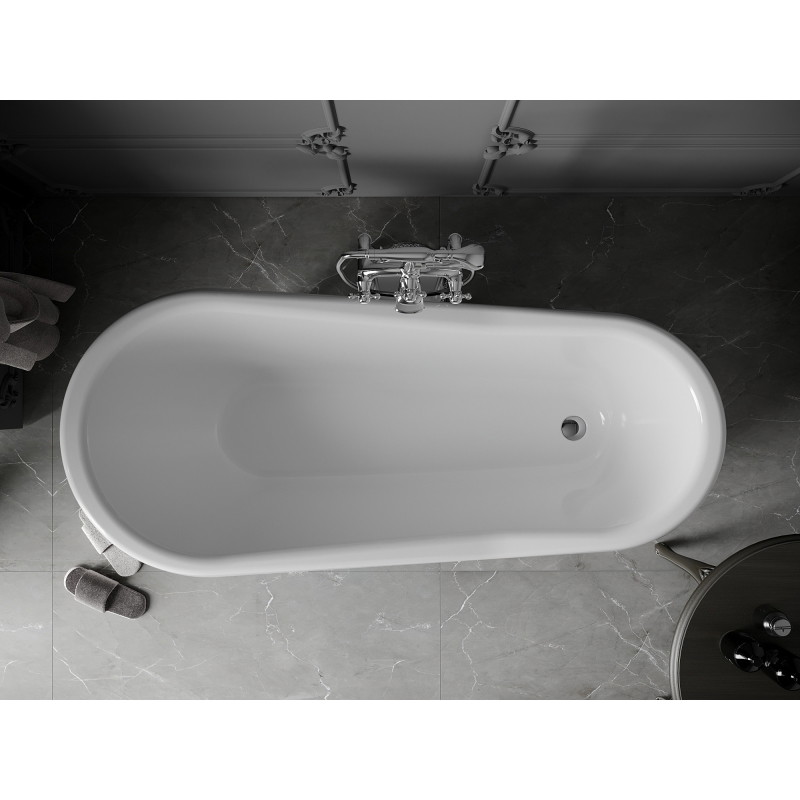 Mexen Retro freestanding bathtub 170 x 75 cm, white/black, chrome legs - 53251707575-00