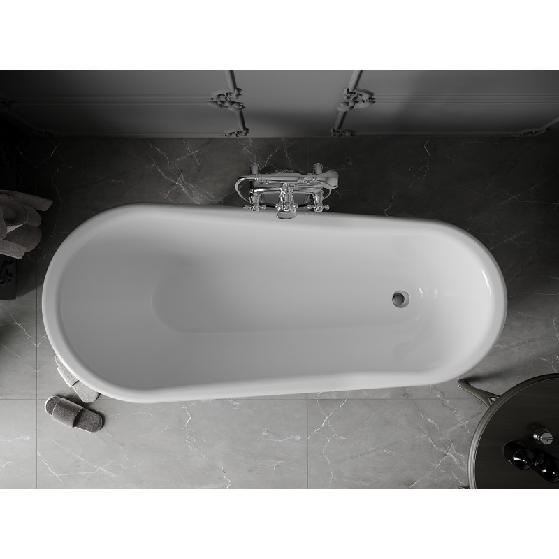 Mexen Retro freistehende Badewanne 170 x 75 cm, weiß/schwarz, Beine verchromt - 53251707575-00